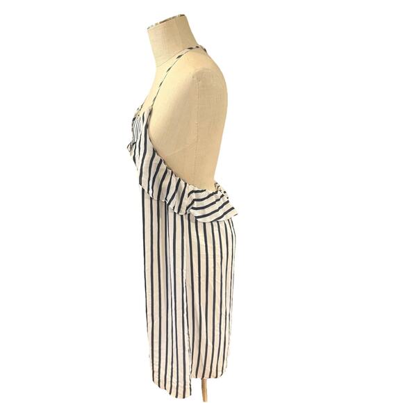 J. Crew Shift Dress Womens Size XL Navy White Striped Halter Ruffle Backless - Picture 4 of 5